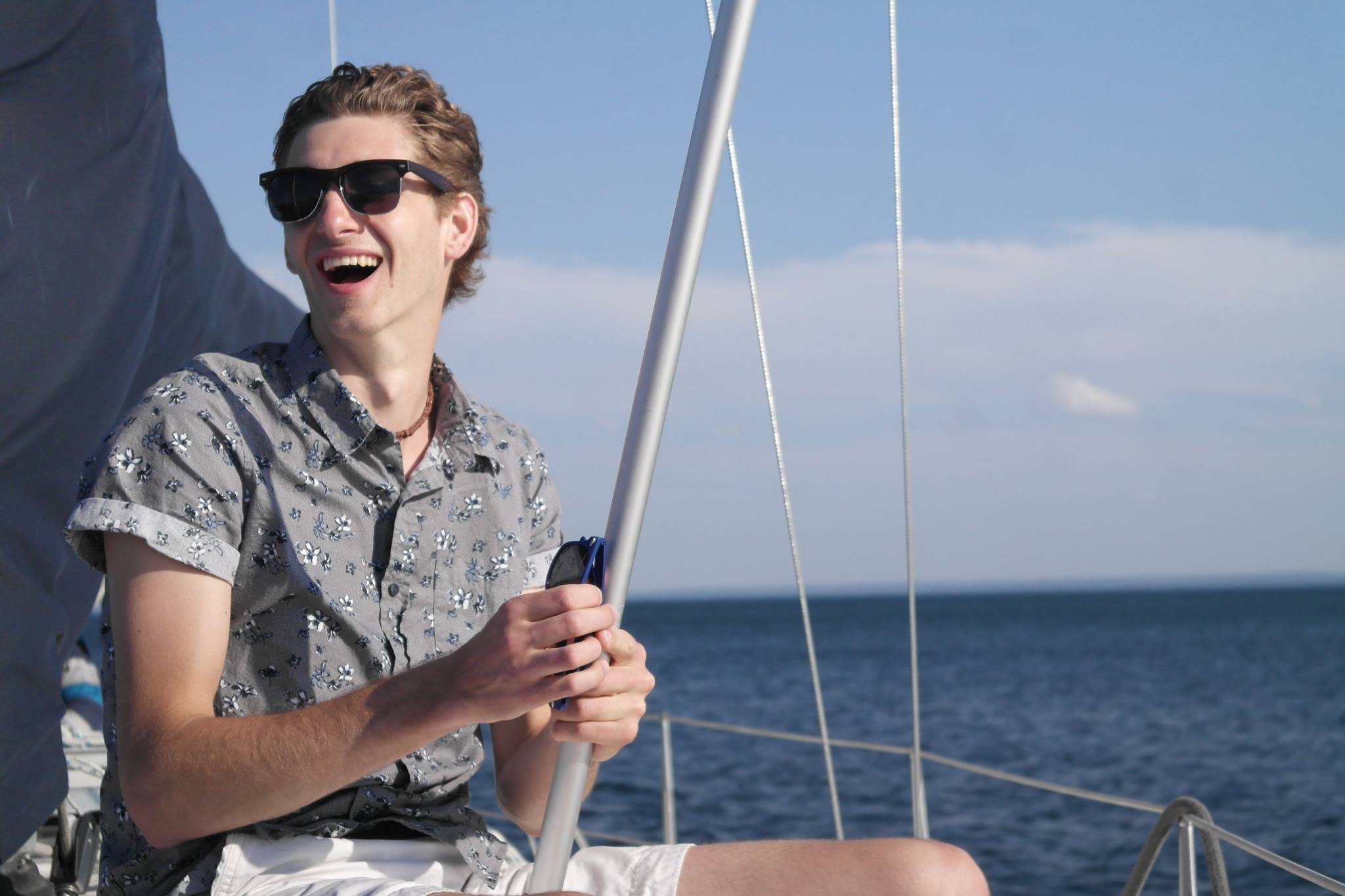 Man smiling on a boat